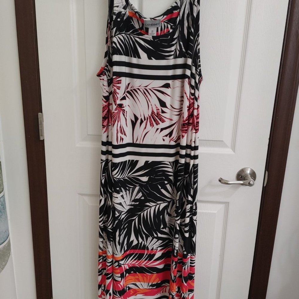 Catherine's Palm Print Sleeveless Dress - 2X
